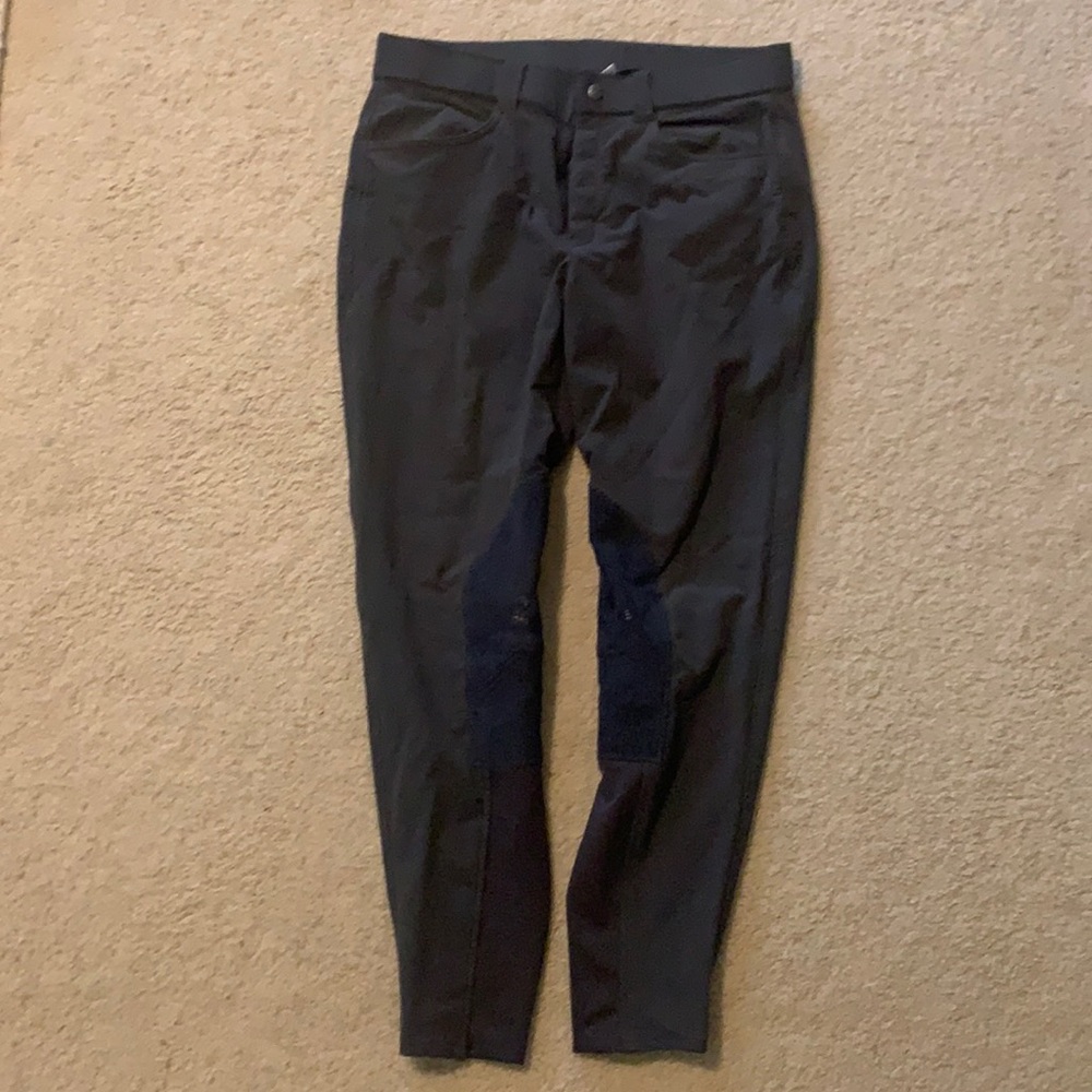 Gray knee patch breeches